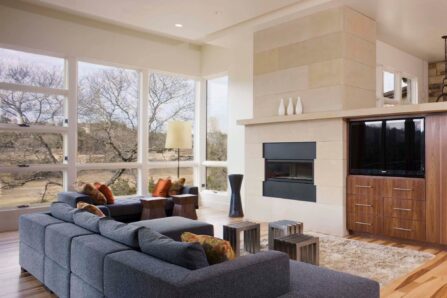 Custom Home Westlake Drive: Living Room Fireplace