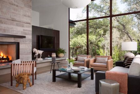 Desert Flower: Living Room with fireplace